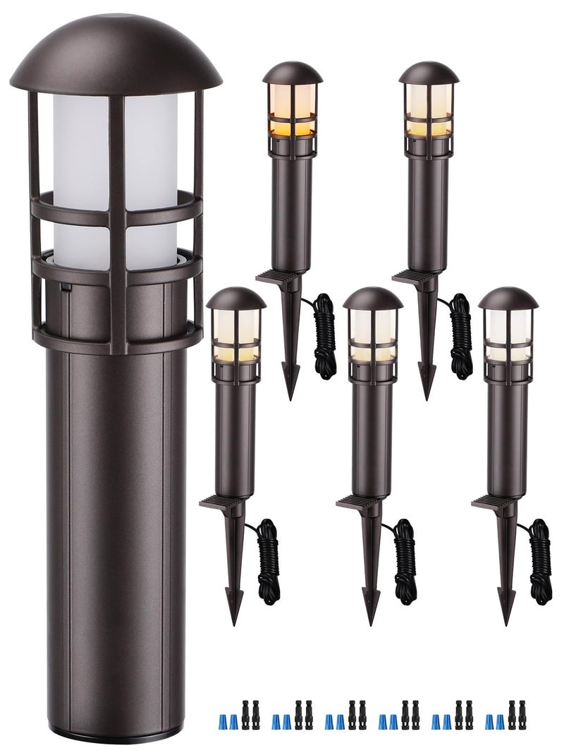 LEONLITE Low Voltage Landscape Pathway Lights, 3W 12V AC/DC Landscape Lighting, Waterproof CRI90+ Pathway Lighting Wired for Yard Lawn, Bronze Aluminum Housing, ETL Listed, 5000K Daylight, Pack of 6 - Image 1